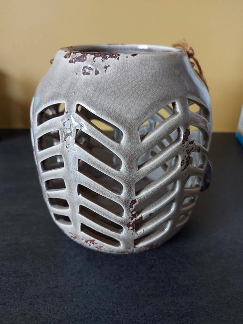 Riverdale Theelichthouder Crème/Grijs, Huis en Inrichting, Woonaccessoires | Kandelaars en Kaarsen, Gebruikt, Kandelaar, Minder dan 25 cm
