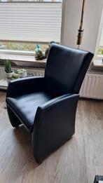 Zwart leren fauteuil, Huis en Inrichting, Ophalen, Minder dan 75 cm, Leer, Zo goed als nieuw