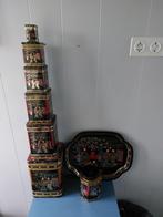 Vintage dienblad en theeblikken oosters motief Douwe Egberts, Ophalen of Verzenden, Gebruikt, Thee, Douwe Egberts