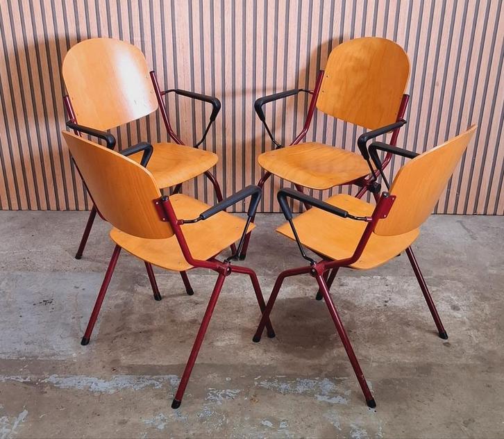 120 x Vintage schoolstoelen houten design stoelen horeca, Huis en Inrichting, Stoelen, Zo goed als nieuw, Vijf, Zes of meer stoelen