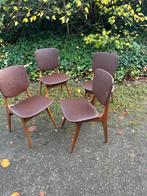 4 eetkamerstoelen (vintage/skai/jaren60), Ophalen, Gebruikt, Overige kleuren, Hout