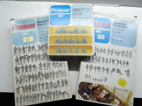 PREISER 3 sets H0 onbeschilderde figuren en motorfietsen., Hobby en Vrije tijd, Modeltreinen | H0, Nieuw, Overige typen, Gelijkstroom of Wisselstroom