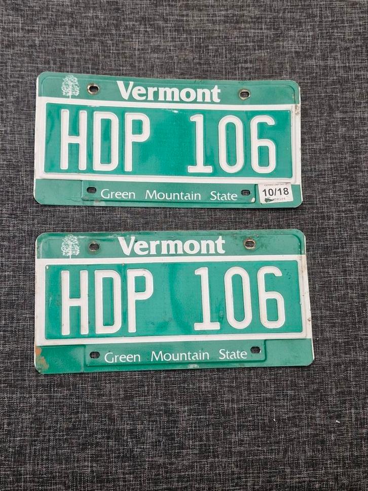 Kentekenplaat PAAR Vermont USA 2 nummerborden nummerplaten, Verzamelen, Automerken, Motoren en Formule 1, Gebruikt, Auto's, Ophalen of Verzenden