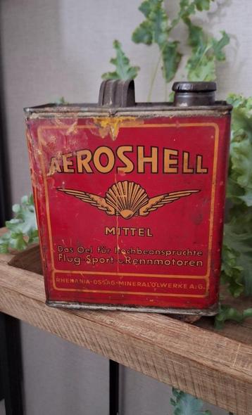Antiek en origineel 2 ltr olieblik AeroShell Mittel, Shell⛽️ beschikbaar voor biedingen