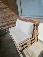 Zelfgemaakt pallet bankje inclusief op maat gemaakte kussens, Tuin en Terras, Tuinbanken, Ophalen, Gebruikt, Hout