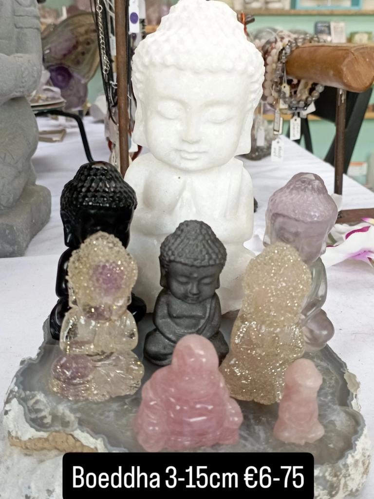 Edelstenen boeddha 3-15cm €6-75, Ophalen of Verzenden, Mineraal