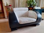 Lederen fauteuil,  zwart/wit, Bell Air Look Alike, igst., Ophalen, Gebruikt, 75 tot 100 cm