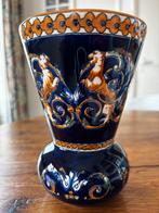 Vaas, Frans>GIEN>cherubijnen/chimera, blauw, Gebruikt, Blauw, Aardewerk of Porselein, Ophalen of Verzenden