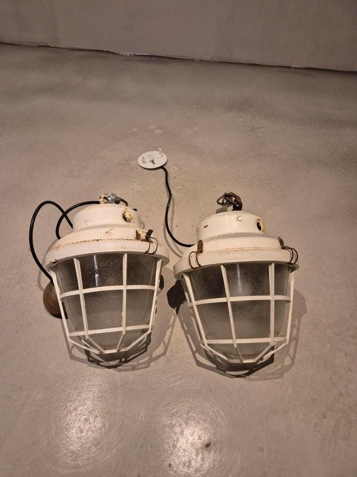 Diverse industriele antieke lampen, Huis en Inrichting, Lampen | Hanglampen, Gebruikt, Kunststof, Metaal, Ophalen