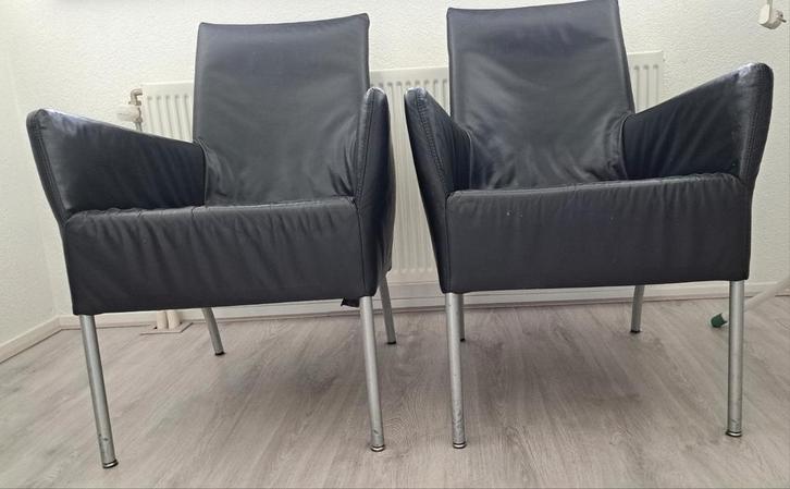 2 fauteuils, Huis en Inrichting, Stoelen, Gebruikt, Twee, Overige materialen, Zwart, Ophalen