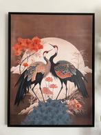 Nieuw in de doos; canvas mét baklijst Japanse kraanvogels, Ophalen of Verzenden