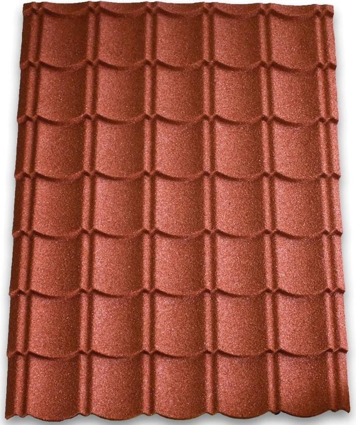 FAILLISSEMENTSPARTIJ METALEN DAKPANPLATEN BRUIN, ROOD & GRYS, Doe-het-zelf en Verbouw, Dakpannen en Dakbedekking, Nieuw, Dakplaat of Dakpanplaat