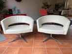 2 draaifauteuils, Montis Turner, crème, leren bekleding, Huis en Inrichting, Fauteuils, Gebruikt, Leer, 75 tot 100 cm, Ophalen