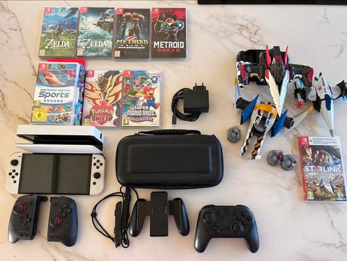Switch OLED incl 8 spellen(zelda en mario) en accessoires, Spelcomputers en Games, Spelcomputers | Nintendo Switch, Zo goed als nieuw