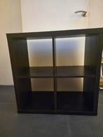 GRATIS Ikea kallax kast zwart (4 vakken), Ophalen, Gebruikt, Minder dan 150 cm, Minder dan 100 cm