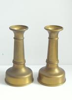 2 eenvoudige, vintage koperen kandelaars in prima staat, Brons of Koper, Ophalen of Verzenden, Zo goed als nieuw, Kandelaar