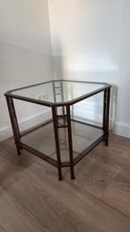 Design glazen tafel L60/B60/H50, Huis en Inrichting, 75 cm of meer, Rechthoekig, Ophalen, 45 tot 60 cm