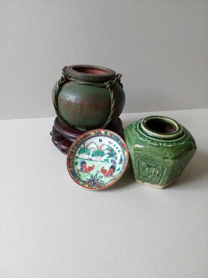 Oude gember/rijstpot/vaasdisplay/schaaltje.Pr.p/st vanaf, Antiek en Kunst, Curiosa en Brocante, Ophalen of Verzenden