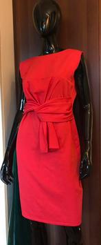 Vayama elegante jurk rood stretch strikdetail mooie rug 40, Cayma, Maat 42/44 (L), Onder de knie, Zo goed als nieuw