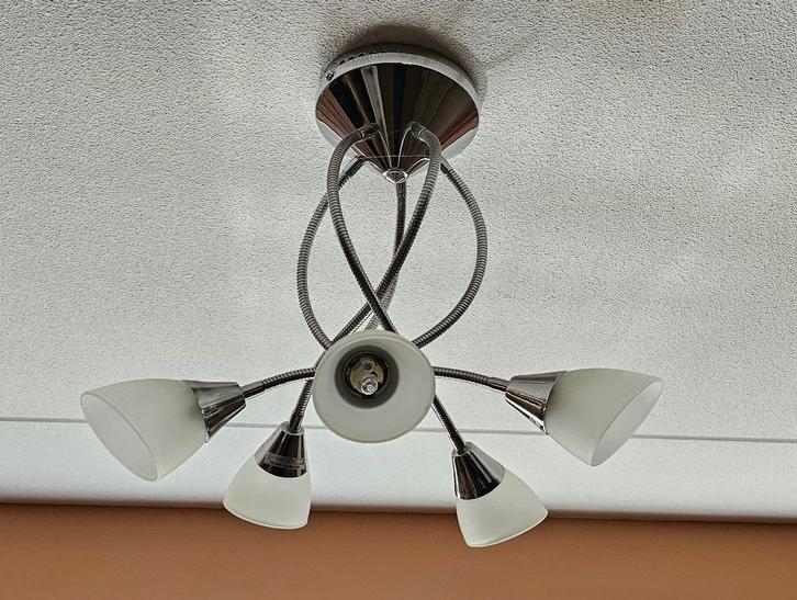 Plafond 5-armig Octopuslamp 360 buigbaar, Huis en Inrichting, Lampen | Plafondlampen, Zo goed als nieuw, Glas, Metaal, Ophalen of Verzenden