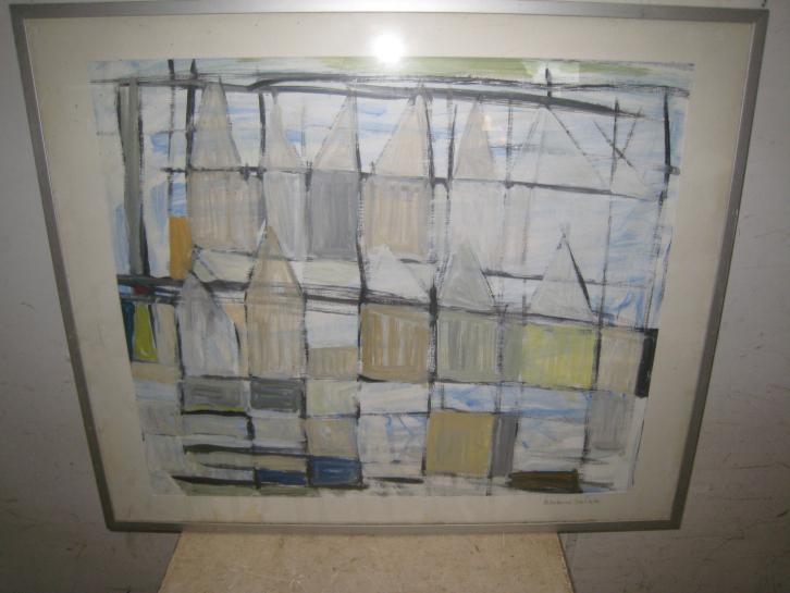 Olieverf van Hermine ten Cate ( 1916-2005), Antiek en Kunst, Kunst | Schilderijen | Abstract