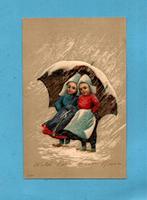 Mooie oude kaart/reliéf M029 - kinderen onder paraplu ca1910, Verzenden, Voor 1920, Ongelopen