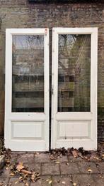 Antieke geveldeuren met art deco espagnolet, Doe-het-zelf en Verbouw, Raamkozijn, Zo goed als nieuw, Hout, Ophalen