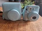 Zgan instax mini 9 kleur ice blue met bijpassende case, Ophalen of Verzenden, Zo goed als nieuw, Polaroid, Fuji