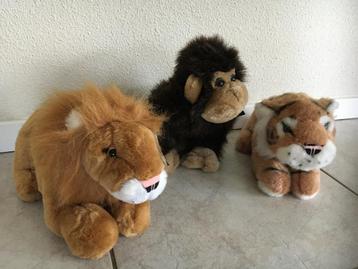 Nieuw pluche dierenknuffels Gorilla Tijger Leeuw H25xB13 beschikbaar voor biedingen