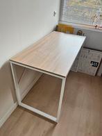 Bureau eiken met wit onderstel 120x60 cm, Huis en Inrichting, Bureaus, Ophalen, Zo goed als nieuw