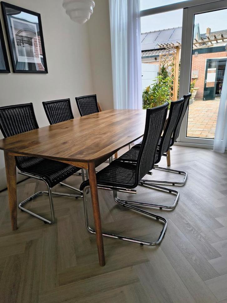 Eetkamerstoelen, Huis en Inrichting, Stoelen, Gebruikt, Vijf, Zes of meer stoelen, Kunststof, Metaal, Zwart, Ophalen