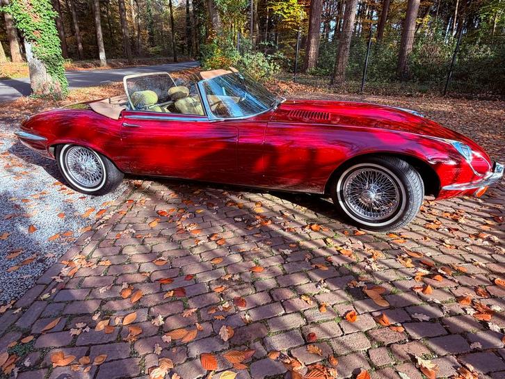 E-type III V12 autom 1973, Auto's, Oldtimers, Particulier, Jaguar, Benzine, Cabriolet, Automaat, Geïmporteerd, Rood, Beige, Ophalen
