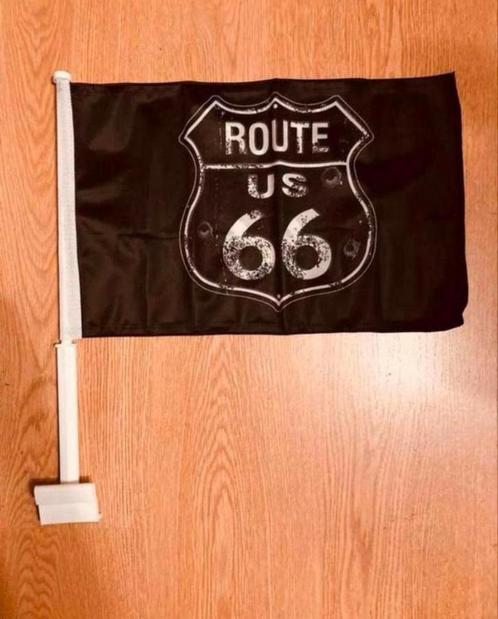 auto deur vlag, car flag, route 66, hobby, mancave, man,, Diversen, Vlaggen en Wimpels, Nieuw, Ophalen of Verzenden