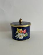 Vintage donkerblauw blikje met bloemmotief Côte d’Or., Ophalen of Verzenden, Zo goed als nieuw, Overige