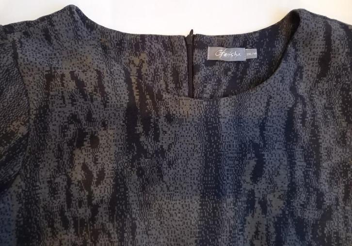 GEISHA aparte grijs zwart bruine jurk, maat 44- 46, Kleding | Dames, Jurken, Zo goed als nieuw, Maat 46/48 (XL) of groter, Zwart