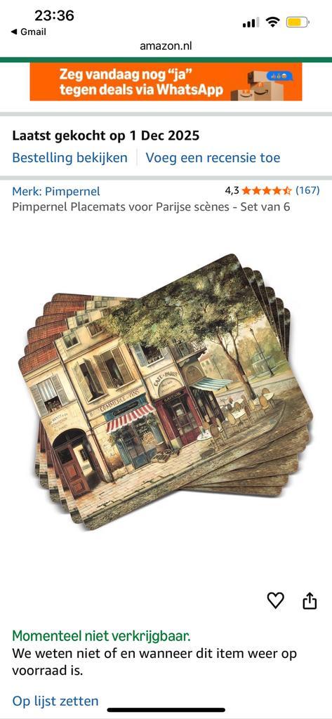 Pimpernel Paris scene placemats tekoop, Huis en Inrichting, Woonaccessoires | Onderzetters, Nieuw, Bord, Ophalen of Verzenden