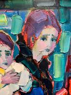 Schilderij 'Vluchtelingen'  Bailoz Omarchal, 1996, Antiek en Kunst, Kunst | Schilderijen | Klassiek, Ophalen