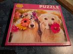 Puzzel 1000 stukjes - Honden met bloemen, Hobby en Vrije tijd, Denksport en Puzzels, Ophalen of Verzenden, 500 t/m 1500 stukjes