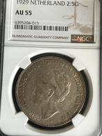 Rijksdaalder Wilhelmina 1929 NGC, Ophalen of Verzenden, Koningin Wilhelmina, 2½ gulden, Zilver