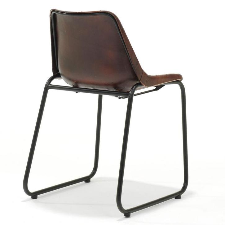 6 Lederen Eetkamerstoelen Bali - Bruin, Huis en Inrichting, Stoelen, Gebruikt, Vijf, Zes of meer stoelen, Leer, Metaal, Bruin