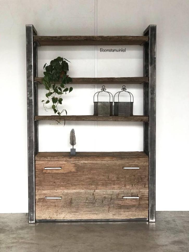 Ladekast | Boekenkast | Wandmeubel | Vakkenkast | Kast hout, Huis en Inrichting, Kasten | Wandmeubels, Nieuw, 150 tot 200 cm, Minder dan 150 cm