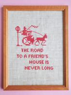 Vintage vriendschap spreuk borduurwerk borduur lijstje hout, Ophalen, Zo goed als nieuw