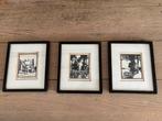3 aquarellen/tekeningen van Piet Rackwitz, Antiek en Kunst, Ophalen