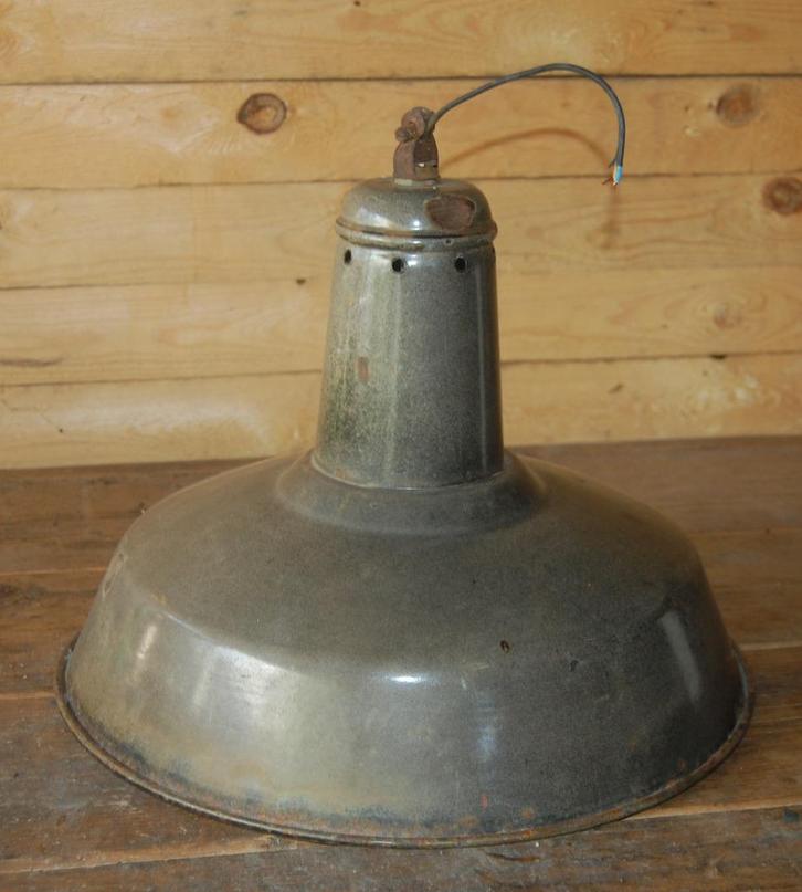 Emaille hanglamp, fabriekslamp, Huis en Inrichting, Lampen | Hanglampen, Gebruikt, Minder dan 50 cm, Metaal, Ophalen of Verzenden