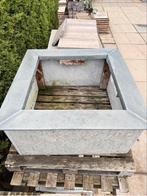 Natuursteen plantenbak met zinken rand - 100x50cm, Ophalen, Steen, Gebruikt, Minder dan 30 cm