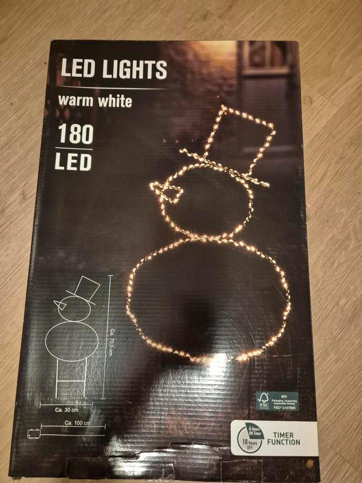 Kerstverlichting Sneeuwpop - 180 LED Warm Wit, Diversen, Kerst, Zo goed als nieuw, Ophalen of Verzenden