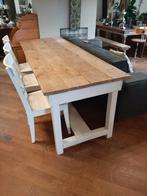 Landelijke smalle eettafel wit/blank 199 cm, Huis en Inrichting, Tafels | Eettafels, Ophalen, Gebruikt, 50 tot 100 cm, Landelijk
