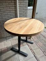 Statafel met eikenhoutenblad 130cm diameter., Huis en Inrichting, Tafels | Eettafels, Ophalen, 100 tot 150 cm, Rond, Zo goed als nieuw