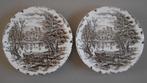 2x bruin schaaltjes onderzetters Castle EIT 12 cm doorsnee, Ophalen of Verzenden