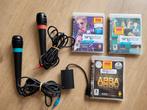 Singstar PS3 Microfoons met Games, Spelcomputers en Games, Ophalen of Verzenden, Gebruikt, Met 2 controllers, Met games